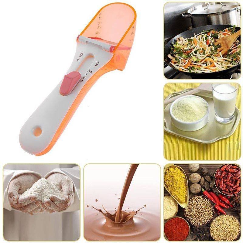 Measuring Spoon Quantitative Multi Gear Adjustable Sliding Cover Metering  Spoon Kitchen Gadget Baking Cooking Accessories Tools - AliExpress