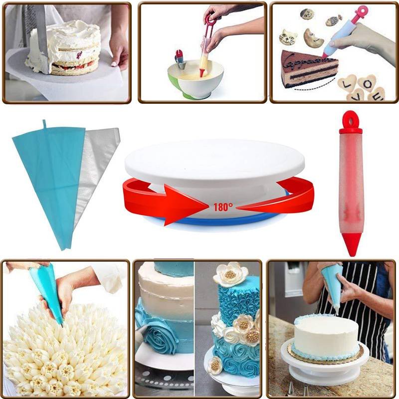 106pcs/set Creative Cake Decorating Kit Pastry Tube Fondant Tool Kitchen Dessert Baking Pastry Supplies Cake Turntable Set
